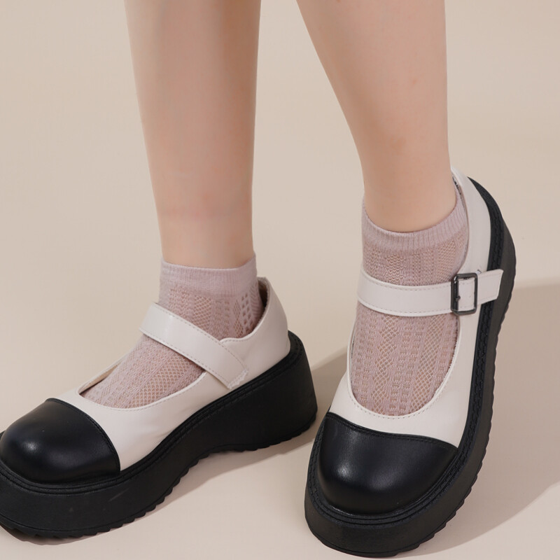 5 poros vasarinės plonos tinklinės trumpos kojinės moterims Mielos solidžios mergaičių laisvalaikio mažo vamzdžio medvilninės tuščiavidurės kvėpuojančios moteriškos kojinės