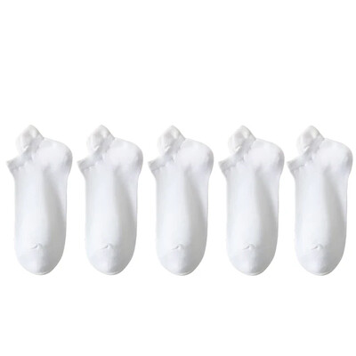 5 pár/tételes zokni női alkalmi, légáteresztő fehér bokazokni nyári mélyen kivágott pamut vékony, rövid, nem látható elasztikus Sox kalcetinek