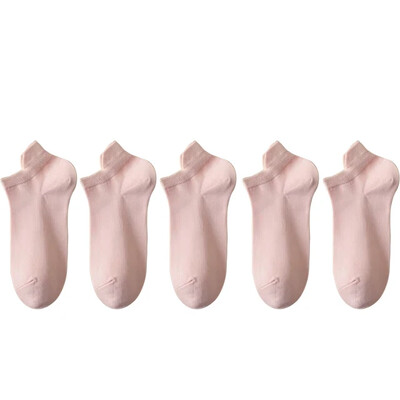 5 pár/tételes zokni női alkalmi, légáteresztő fehér bokazokni nyári mélyen kivágott pamut vékony, rövid, nem látható elasztikus Sox kalcetinek