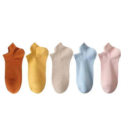 5 pár/tételes zokni női alkalmi, légáteresztő fehér bokazokni nyári mélyen kivágott pamut vékony, rövid, nem látható elasztikus Sox kalcetinek