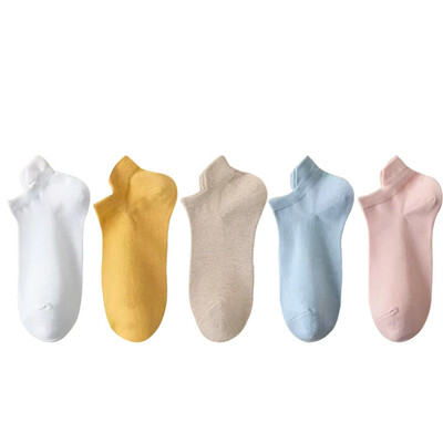 5 pár/tételes zokni női alkalmi, légáteresztő fehér bokazokni nyári mélyen kivágott pamut vékony, rövid, nem látható elasztikus Sox kalcetinek