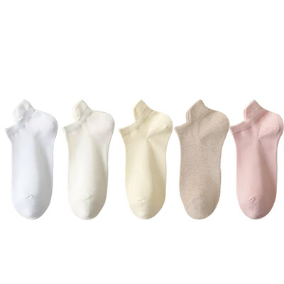 5 pár/tételes zokni női alkalmi, légáteresztő fehér bokazokni nyári mélyen kivágott pamut vékony, rövid, nem látható elasztikus Sox kalcetinek