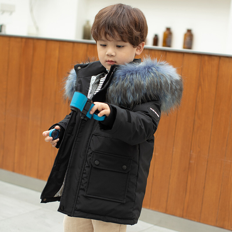 Pūkinės striukės berniukams mažiems ir vidutiniams vaikams, naujos vaikiškos pūkinės striukės, žieminės storos vidutinio ilgio striukės berniukams