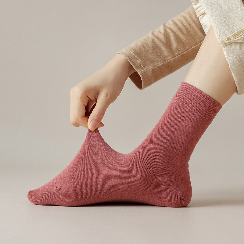 Moteriškos medvilnės vienspalvės kojinės rudeninis pavasaris, minkštas kvėpuojantis