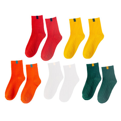 5 Pairs Pack Sieviešu zeķes Pāri Varavīksne Pavasaris ziema Japāņu stila konfektes Sports Mode Īsas zeķes sievietēm Jauki Harajuku