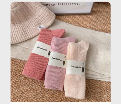 CHAOZHU 3 para mješovitih boja Zimske deblje tople ženske čarape za snježni dan za hladno vrijeme Komplet labavih čarapa za Novu godinu