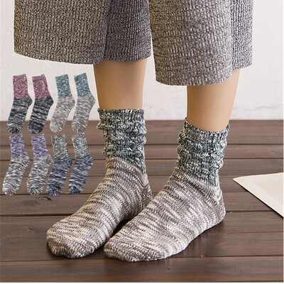 Jesen Zima Podebljane tople vunene srednje tube čarape Jednobojna kombinacija Mekane udobne ležerne prozračne ženske čarape
