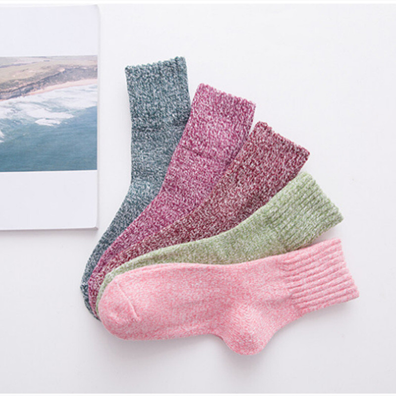 Jesen Zima Podebljane tople vunene srednje tube čarape Jednobojna kombinacija Mekane udobne ležerne prozračne ženske čarape