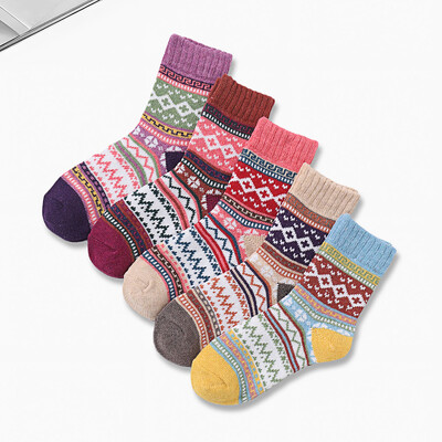5 pari ženskih vunenih okruglih čarapa Ultra mekane, debele i tople za vrhunsku udobnost Ležerne pletene udobne vintage modne čarape