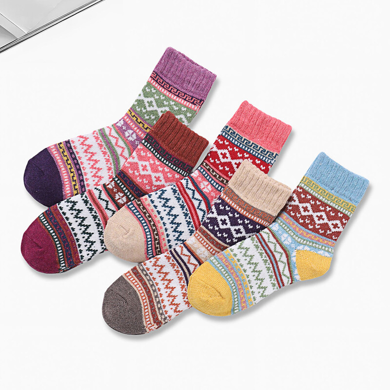 5 pari ženskih vunenih okruglih čarapa Ultra mekane, debele i tople za vrhunsku udobnost Ležerne pletene udobne vintage modne čarape