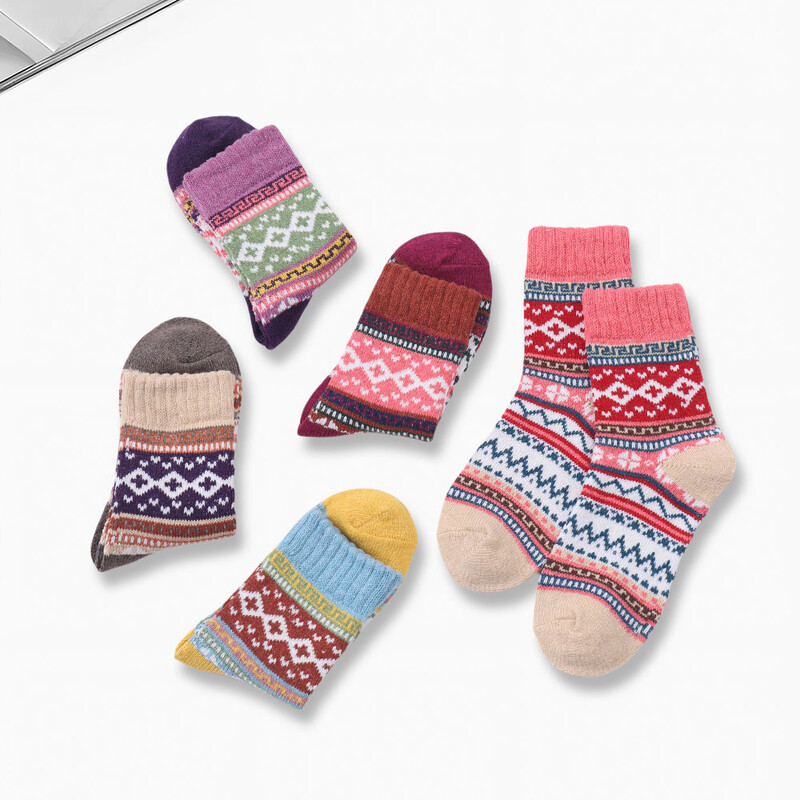 5 pari ženskih vunenih okruglih čarapa Ultra mekane, debele i tople za vrhunsku udobnost Ležerne pletene udobne vintage modne čarape