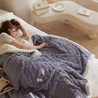 Zimska deka od janjeće vune Debela dvostrana flanelska deka od mikrovlakana Super mekana deka za krevet Udobna topla dvostruka jorgan