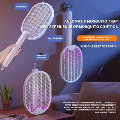 Skladací elektrický zabijak komárov, nabíjateľná USB mucholapka, raketa na zabíjanie hmyzu s UV svetlom, zabijak hmyzu 3500V