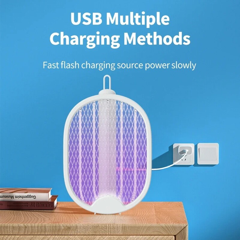 Skladací elektrický zabijak komárov, nabíjateľná USB mucholapka, raketa na zabíjanie hmyzu s UV svetlom, zabijak hmyzu 3500V