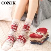 3 poros/partija Moteriškos vilnos šiltos kojinės Žieminės plonos kalėdinės animacijos Juokingos elnių kojinės Atsitiktinės megztos trumpos kojinės Moteriškos moteriškos kojinės