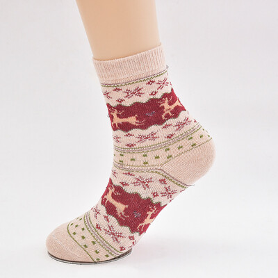 3 poros/partija Moteriškos vilnos šiltos kojinės Žieminės plonos kalėdinės animacijos Juokingos elnių kojinės Atsitiktinės megztos trumpos kojinės Moteriškos moteriškos kojinės