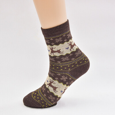 3 poros/partija Moteriškos vilnos šiltos kojinės Žieminės plonos kalėdinės animacijos Juokingos elnių kojinės Atsitiktinės megztos trumpos kojinės Moteriškos moteriškos kojinės