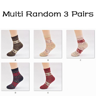 3 poros/partija Moteriškos vilnos šiltos kojinės Žieminės plonos kalėdinės animacijos Juokingos elnių kojinės Atsitiktinės megztos trumpos kojinės Moteriškos moteriškos kojinės