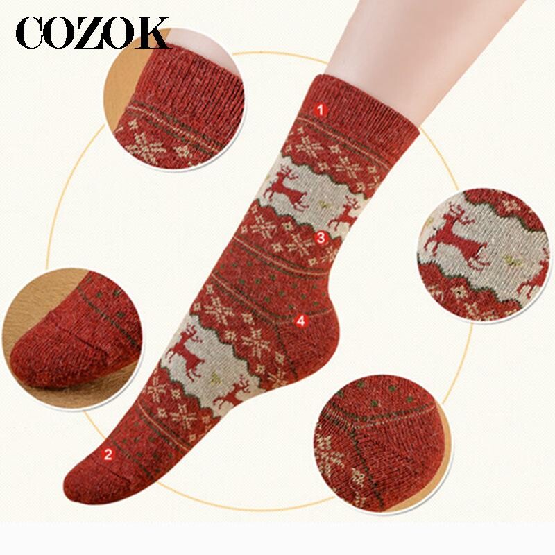3 poros/partija Moteriškos vilnos šiltos kojinės Žieminės plonos kalėdinės animacijos Juokingos elnių kojinės Atsitiktinės megztos trumpos kojinės Moteriškos moteriškos kojinės