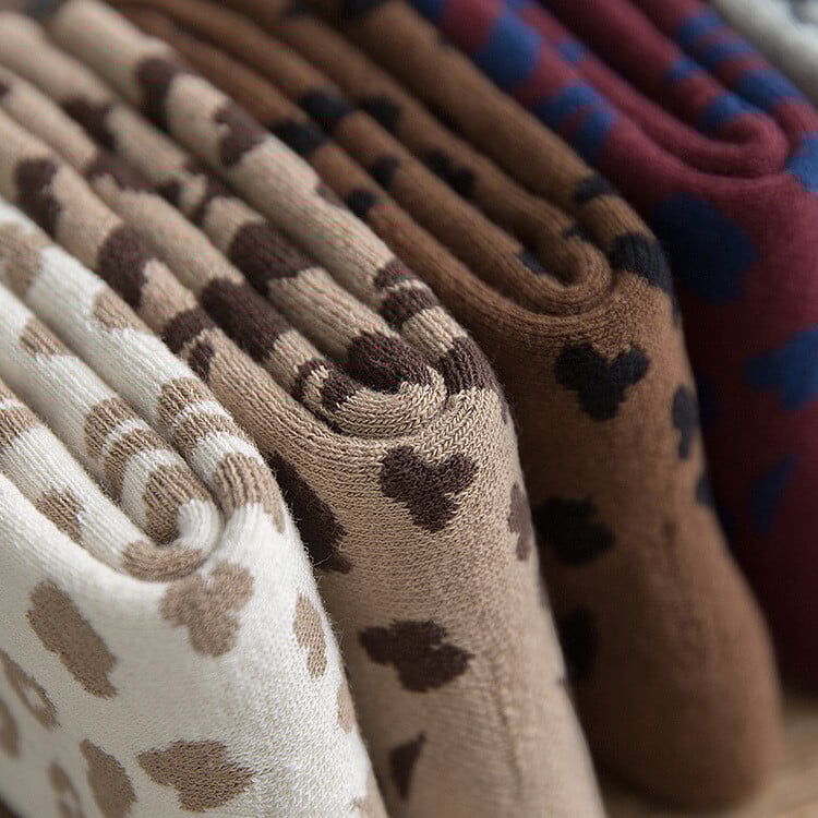 Dėmėtas Leopardo raštas Moteriškos kojinės Medvilninės kilpinės tūbelės sustorėjusios šiltos kojinės medvilninės korėjietiškos japoniško stiliaus Eur35-40 238