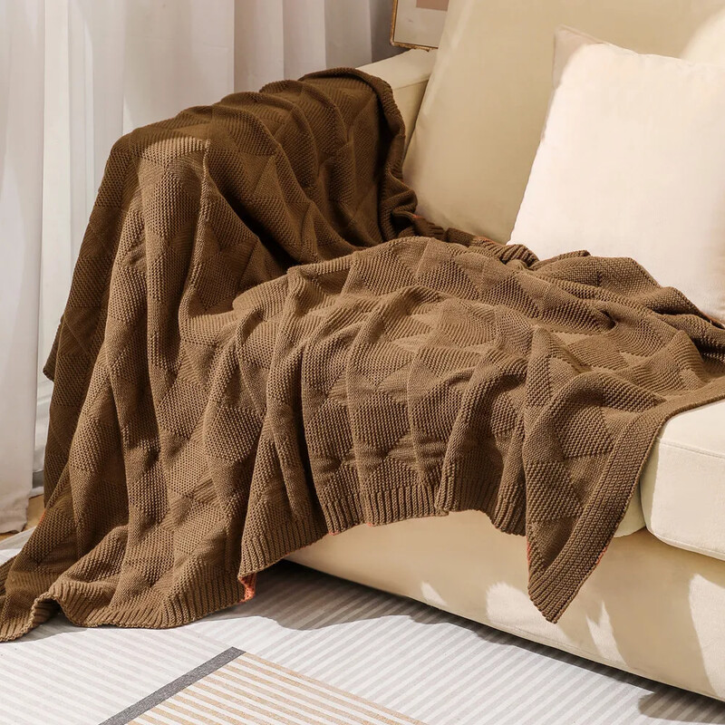 Vaflinė sofos antklodė, geometrinis megztas lovatiesis, biuro užvalkalas, minkšta antklodė, laisvalaikio lovatiesė, namų dekoras, šilta skara