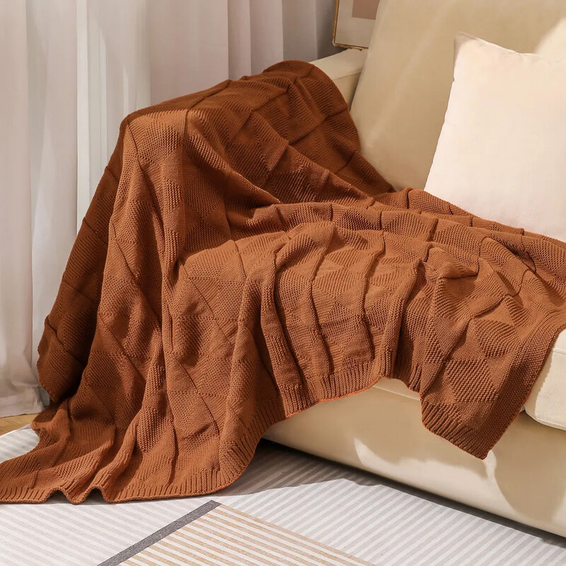 Vaflinė sofos antklodė, geometrinis megztas lovatiesis, biuro užvalkalas, minkšta antklodė, laisvalaikio lovatiesė, namų dekoras, šilta skara