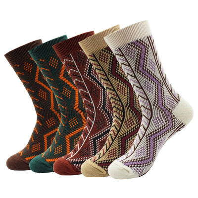 5 Ζεύγη Νέα Φθινοπωρινά και Χειμώνα Ζεστά Παχιά Γυναικείες Μάλλινες Κάλτσες Cartoon Diamond Christmas Deer Kitten Ethnic style Casual κάλτσες