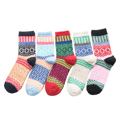 5 pár 1 tétel Új Witner vastag meleg gyapjú női zoknikészlet Vintage karácsonyi zokni színes zokni csomag ajándék ingyenes méret cadeau femme