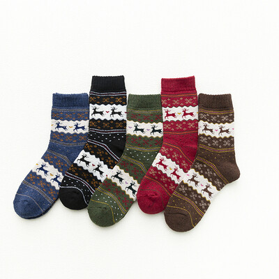 5 pár 1 tétel Új Witner vastag meleg gyapjú női zoknikészlet Vintage karácsonyi zokni színes zokni csomag ajándék ingyenes méret cadeau femme