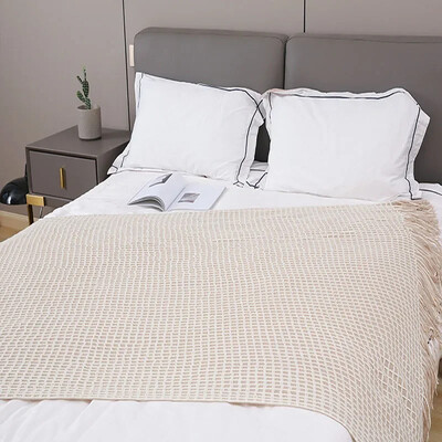 Pătură tricotată cu vafe Four Seasons și cuvertură modernă, simplă, pentru capătul de pat, prosop pentru pui de somn, cuvertură pentru canapea pat, pătură șal confortabilă, comerț cu ridicata