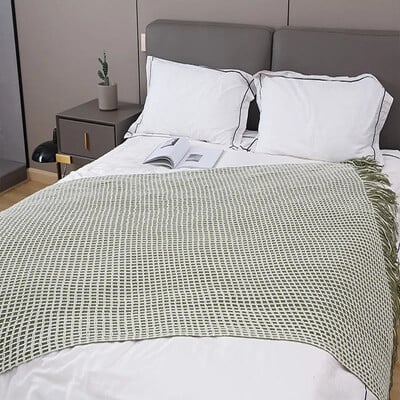 Pătură tricotată cu vafe Four Seasons și cuvertură modernă, simplă, pentru capătul de pat, prosop pentru pui de somn, cuvertură pentru canapea pat, pătură șal confortabilă, comerț cu ridicata
