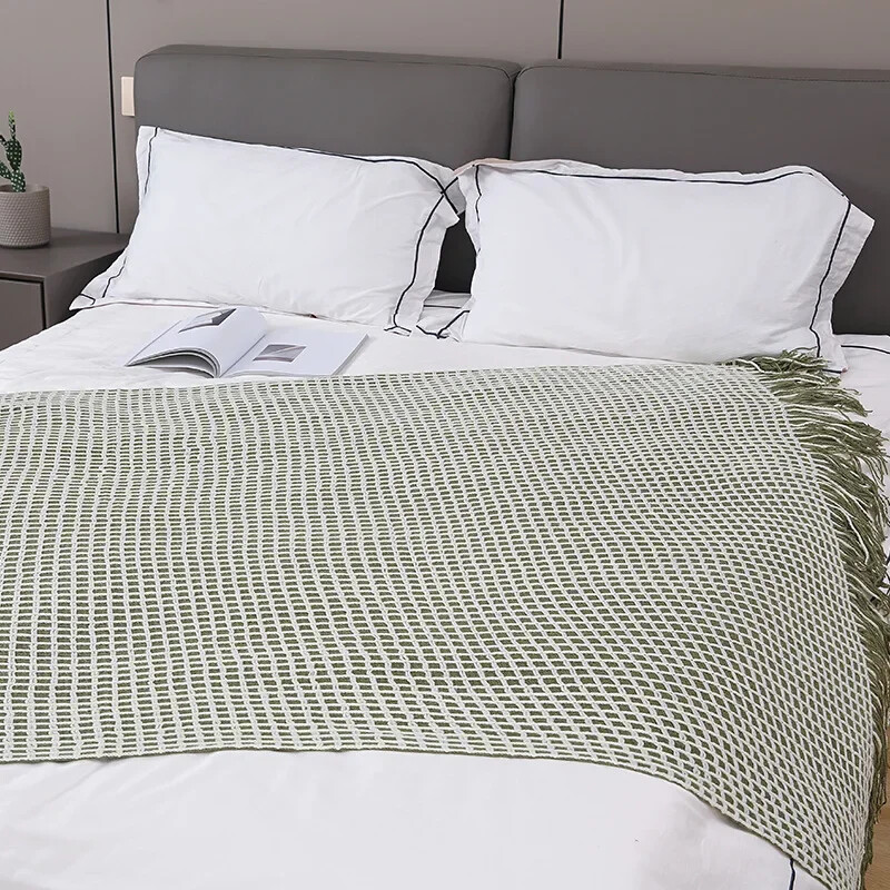 Pătură tricotată cu vafe Four Seasons și cuvertură modernă, simplă, pentru capătul de pat, prosop pentru pui de somn, cuvertură pentru canapea pat, pătură șal confortabilă, comerț cu ridicata