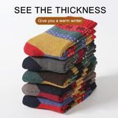 5 pari tople muške deblje termo vunene čarape jesen zima modne čarape nacionalni stil čarape za božićni poklon za noć vještica