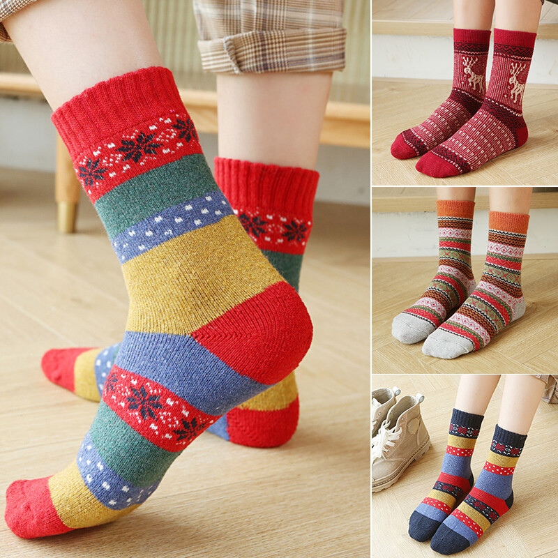 5 pari tople muške deblje termo vunene čarape jesen zima modne čarape nacionalni stil čarape za božićni poklon za noć vještica