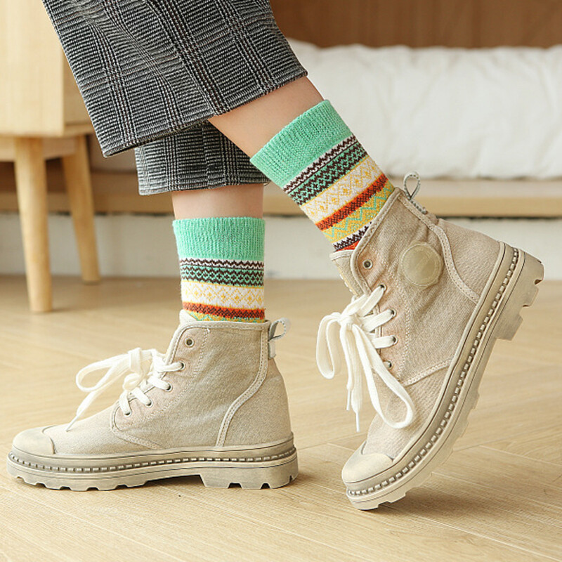 5 pari tople muške deblje termo vunene čarape jesen zima modne čarape nacionalni stil čarape za božićni poklon za noć vještica