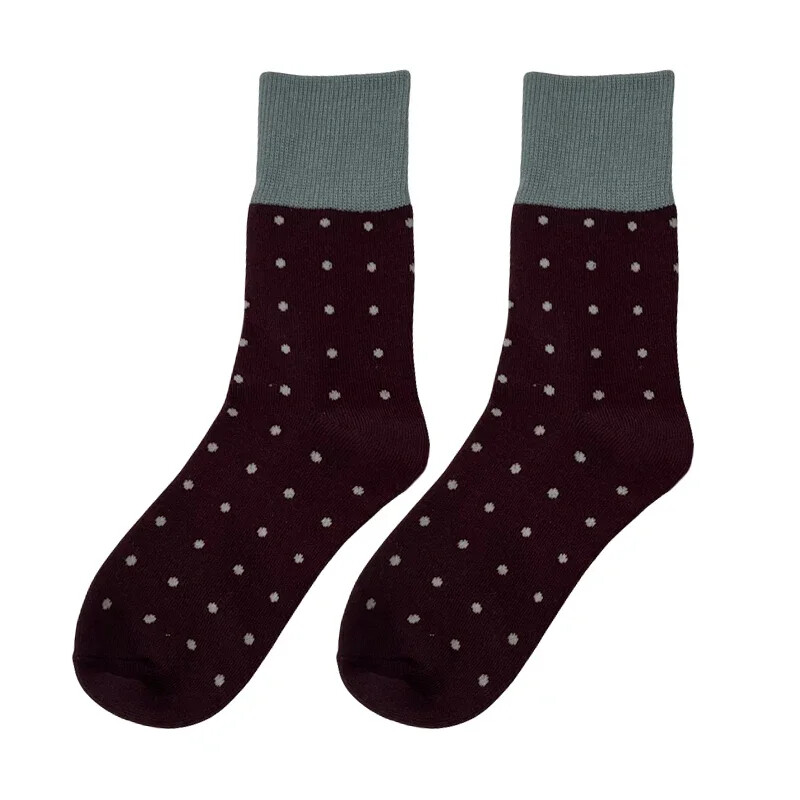 Șosete noi pentru femei, în culori mixte, la modă, în stil japonez, șosete lungi largi, cu puncte retro, ocazional, călduroase, pentru femei, șosete pentru echipaj, absorb transpirația