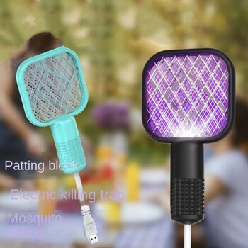 Έλεγχος παρασίτων USB Swatter Swatter με ηλεκτρικό σοκ Mini Fly Bug Zapper Φορητό Υπνοδωμάτιο με ρακέτα εντόμων με φως UV