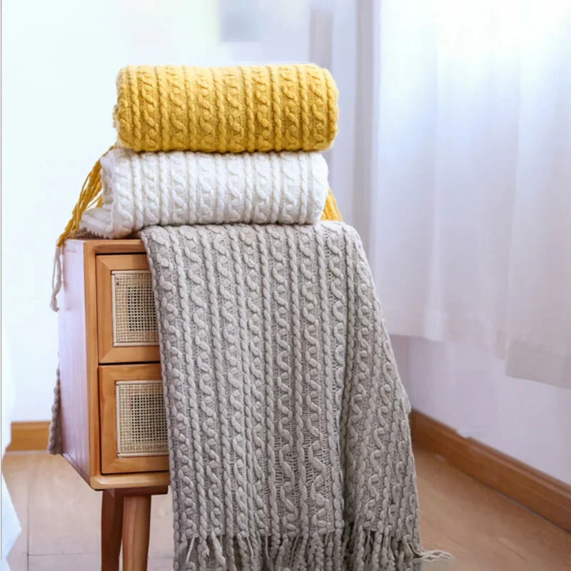 Nordic Knit Plaid antklodė Super Minkšta Bohemia antklodė lovai sofos užvalkalai Lovatiesė Plaid ant sofos dekoro antklodės su kutu