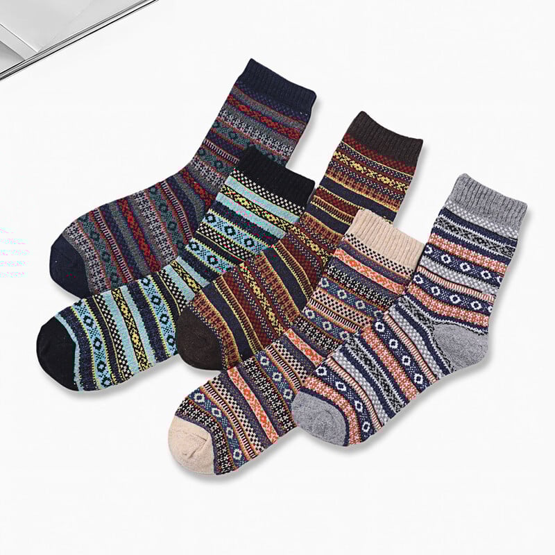 5 pár téli melegítő női vastag termikus gyapjú kasmír hózokni Divat alkalmi euramerikai nemzeti gyapjú zokni nőknek