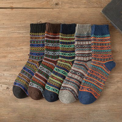 5 párov nových ponožiek Witner, pánske ponožky, hrubé teplé ponožky, pruhované okrúhle, vysoko kvalitné dámske ponožky, párové modely, voľná veľkosť