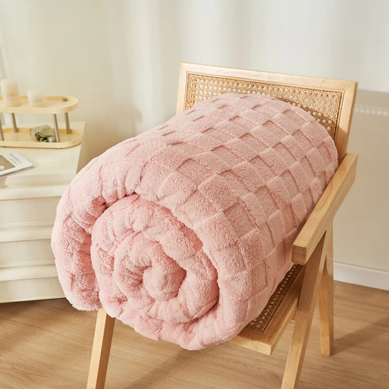 Pătură confortabilă cu vafe roz Pături multifuncționale Pătură moale cu aer condiționat, perfectă pentru canapea, pat, birou, călătorii