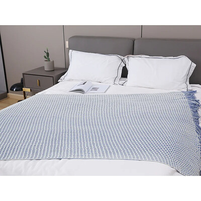 JBTP New Summer Waffle Plaid Plaid Pătură de pat cuvertură subțire tricotată Cuvertură de pat Home Hotel Pături decorative cu ciucuri