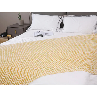 JBTP New Summer Waffle Plaid Plaid Pătură de pat cuvertură subțire tricotată Cuvertură de pat Home Hotel Pături decorative cu ciucuri