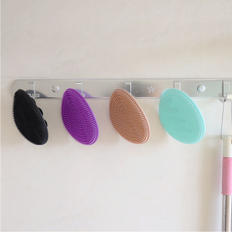 Silikónový telový čistič s prírodnými štetinami, exfoliátor pokožky, čistiaca sprchová špongia, silikónová sprchová kefa