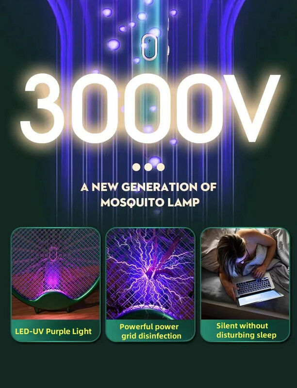 Kokkupandav ja laaditav elektriline sääsepiitsa tugeva elektrilöögi sääsetõrjelambiga majapidamises kasutamiseks