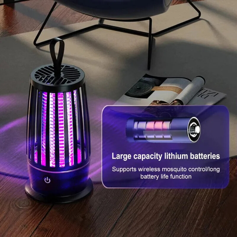 Prenosná lampa na zabíjanie komárov, káblová/bezdrôtová elektrická pasca na muchy, spálňa, tichá lampa na zabíjanie komárov, vonkajší odpudzovač komárov