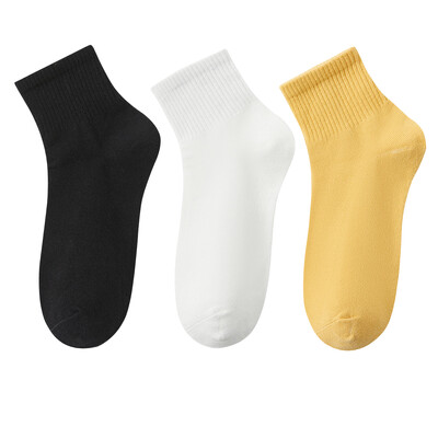 3 perechi de șosete pentru femei, 100% bumbac, primăvară, vară, șosete scurte casual, dezodorizare, șosete sportive confortabile, de culoare solidă, trimitere rapidă