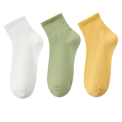 3 perechi de șosete pentru femei, 100% bumbac, primăvară, vară, șosete scurte casual, dezodorizare, șosete sportive confortabile, de culoare solidă, trimitere rapidă