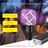 Viac scén Elektrický šok Mosquito Swatter Trap Pest Control UV svetlo Mini Insect Racket Prenosná USB Mosquito Killer Lampa