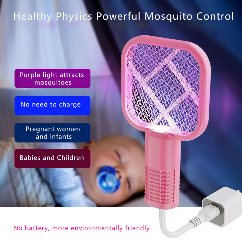 Viac scén Elektrický šok Mosquito Swatter Trap Pest Control UV svetlo Mini Insect Racket Prenosná USB Mosquito Killer Lampa